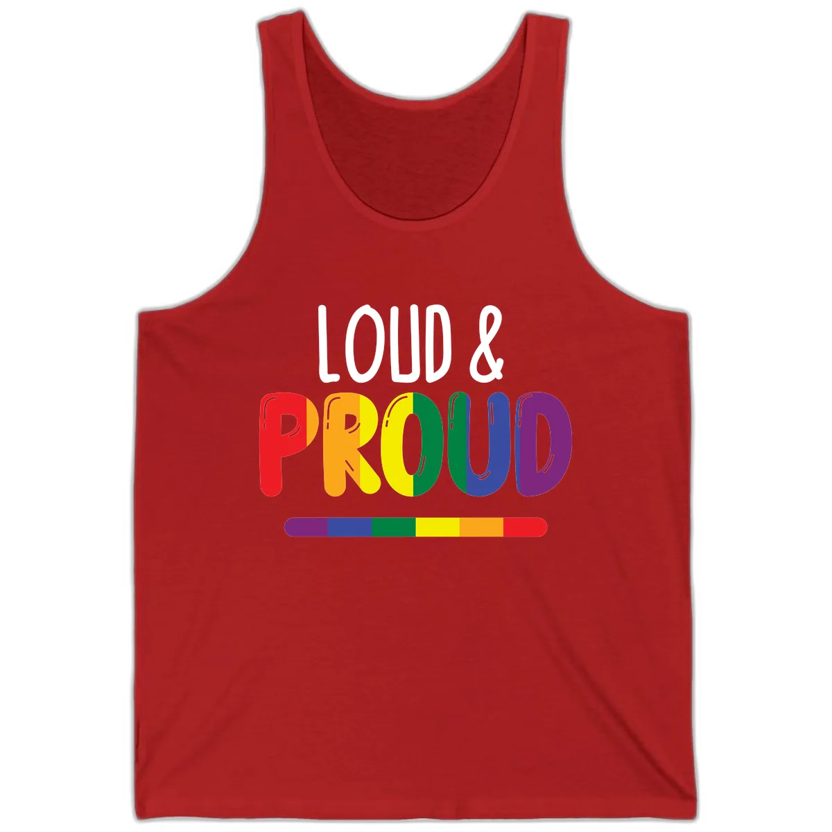 Loud and Proud Rainbow Pride Tank in Red