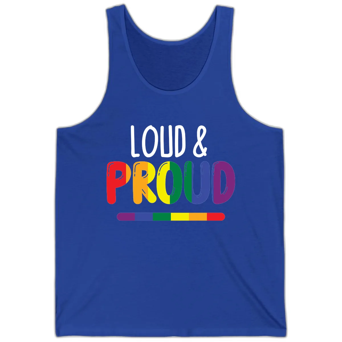 Loud and Proud Rainbow Pride Tank in True Royal