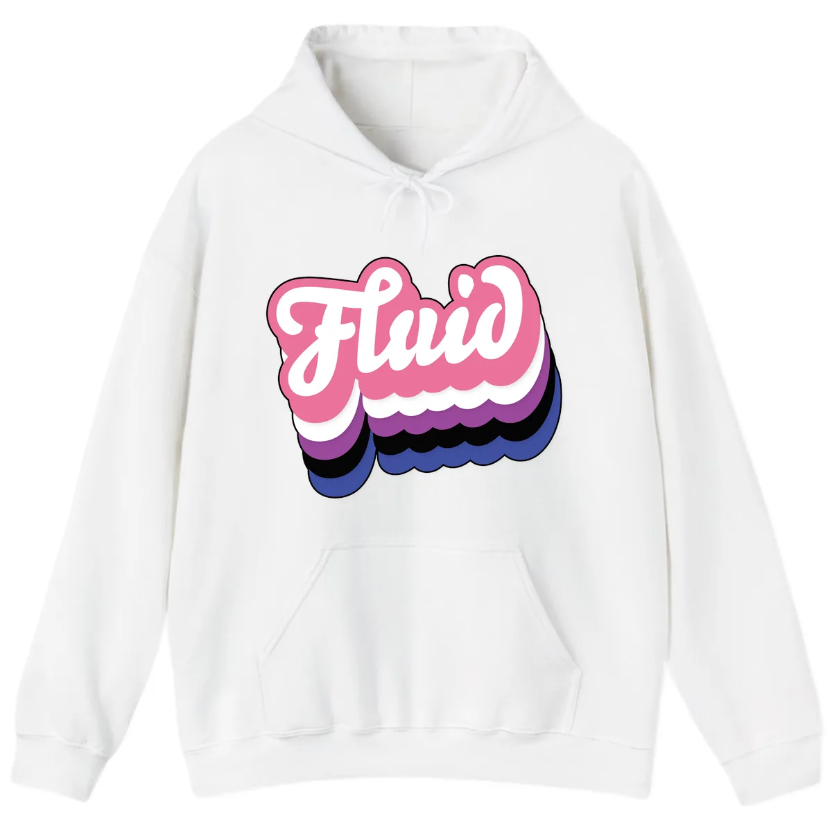 Slay Layered Cloud Pride Design Hoodie in White