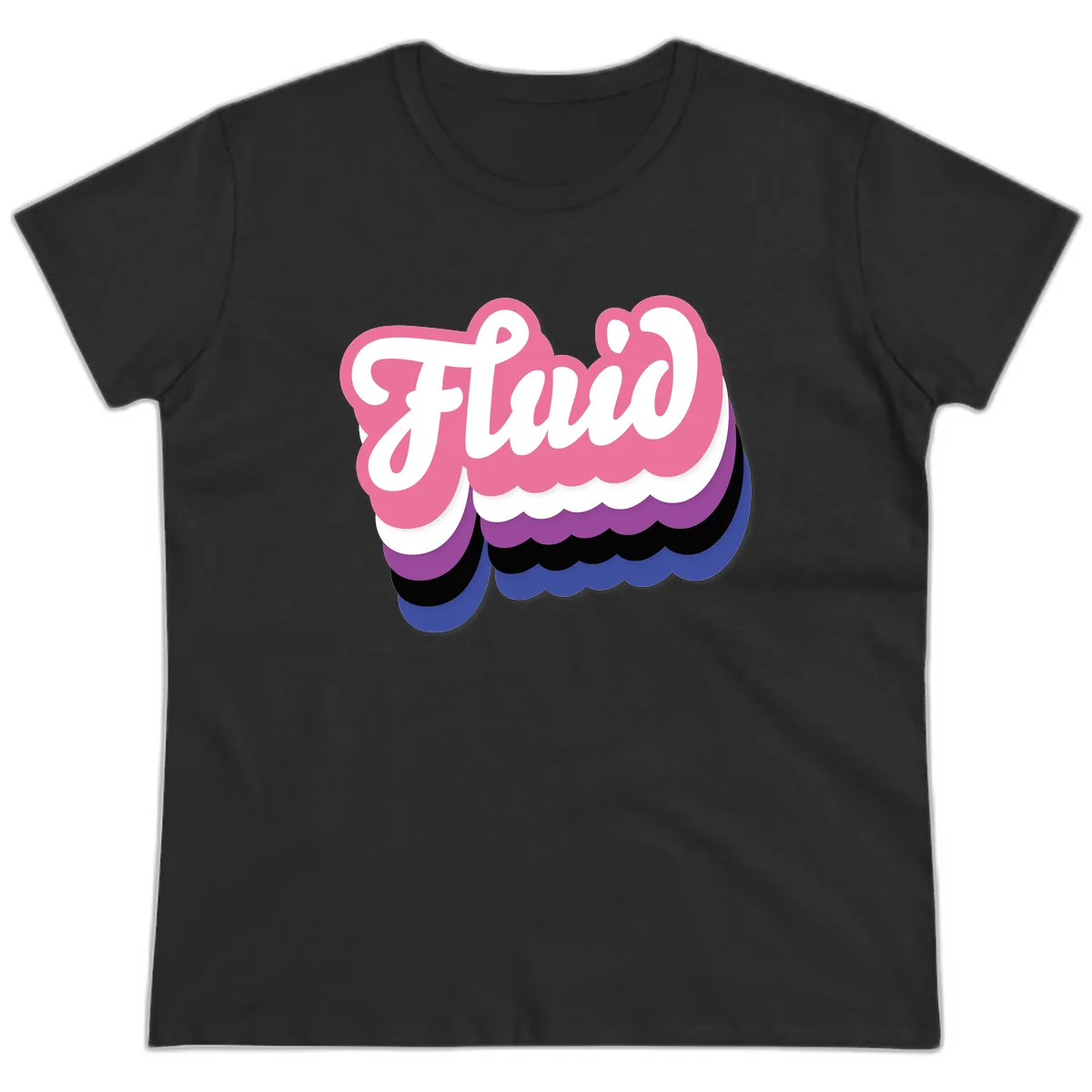 Slay Layered Cloud Pride Design Ladies Tee in Black