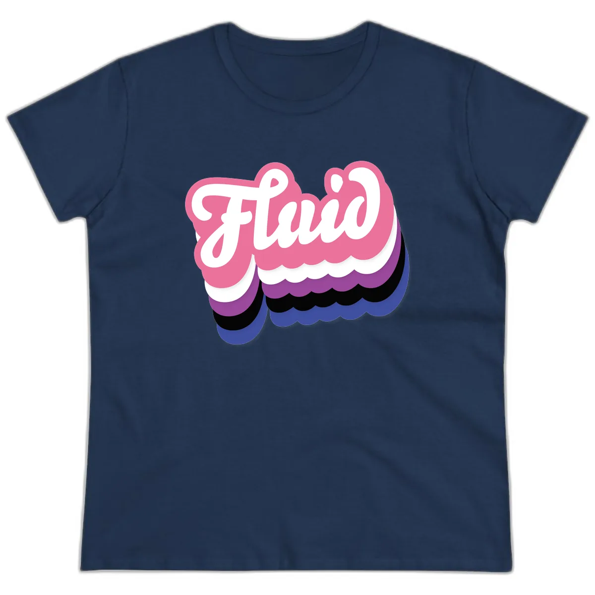 Slay Layered Cloud Pride Design Ladies Tee in Navy