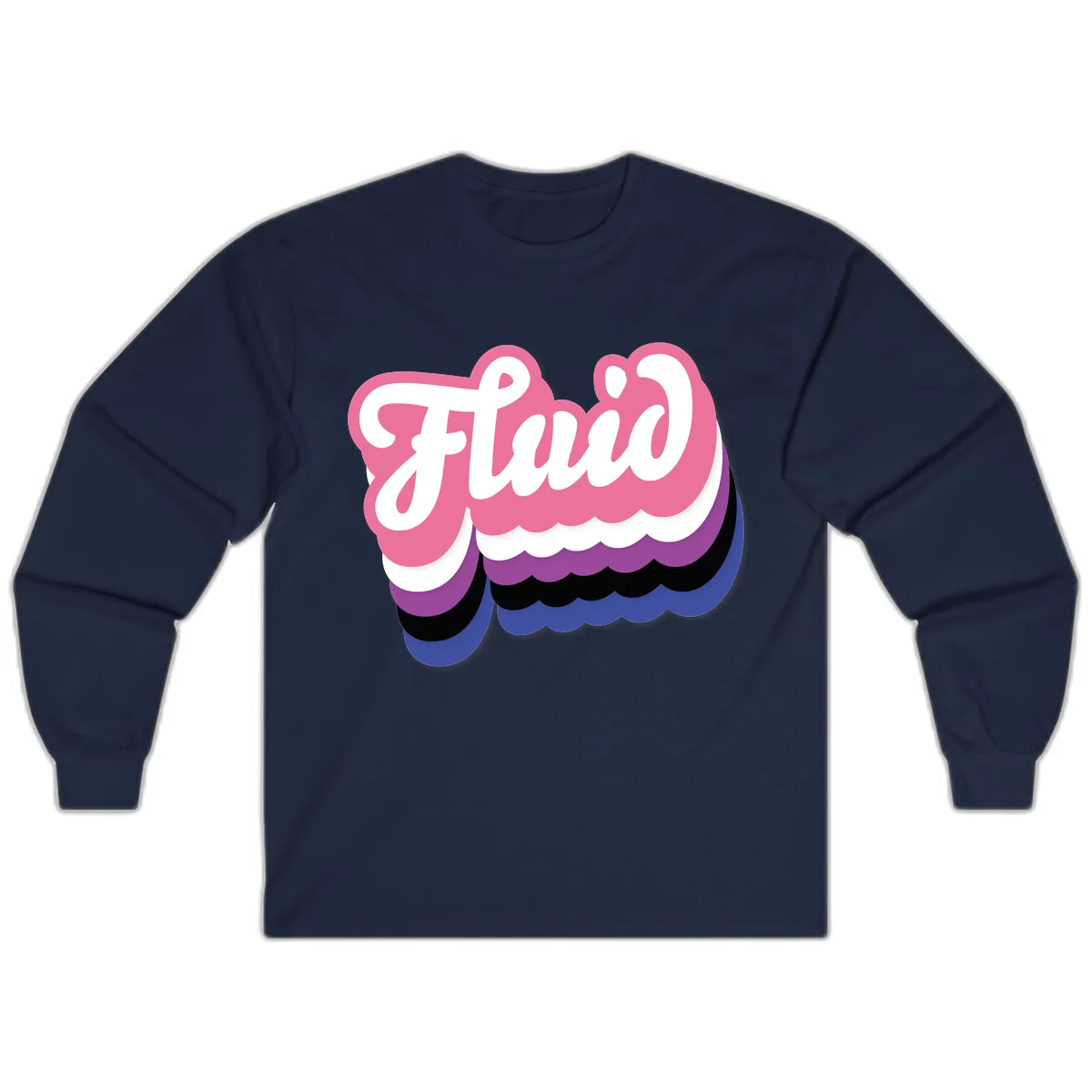 Slay Layered Cloud Pride Design Long Sleeve in Navy