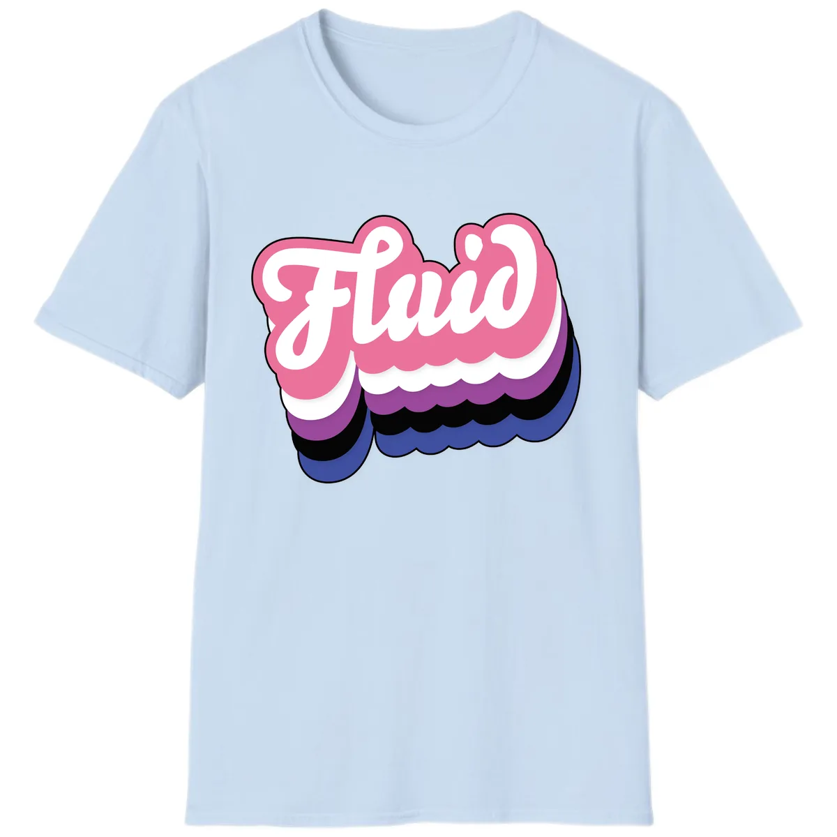 Slay Layered Cloud Pride Design T-Shirt in Light Blue