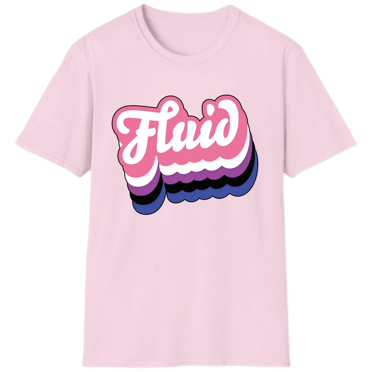 Slay Layered Cloud Pride Design T-Shirt in Light Pink