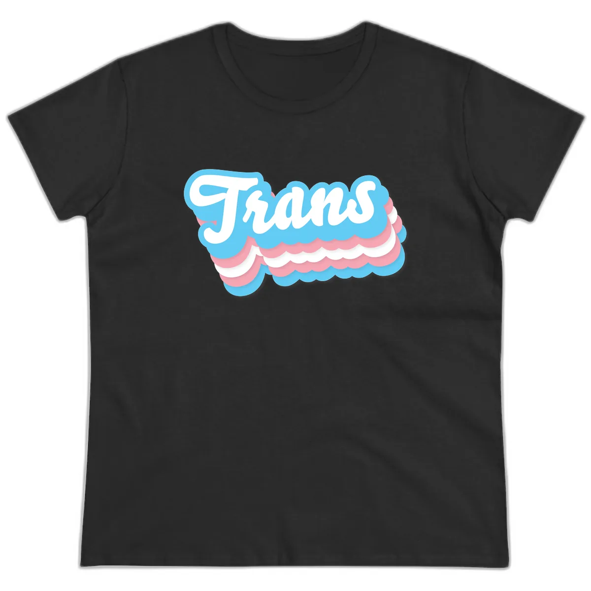 Trans Pride Cloud Layer Design Ladies Tee in Black