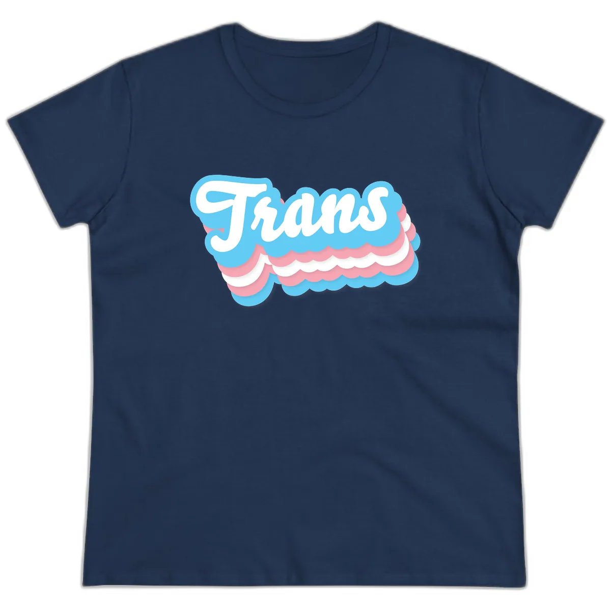 Trans Pride Cloud Layer Design Ladies Tee in Navy