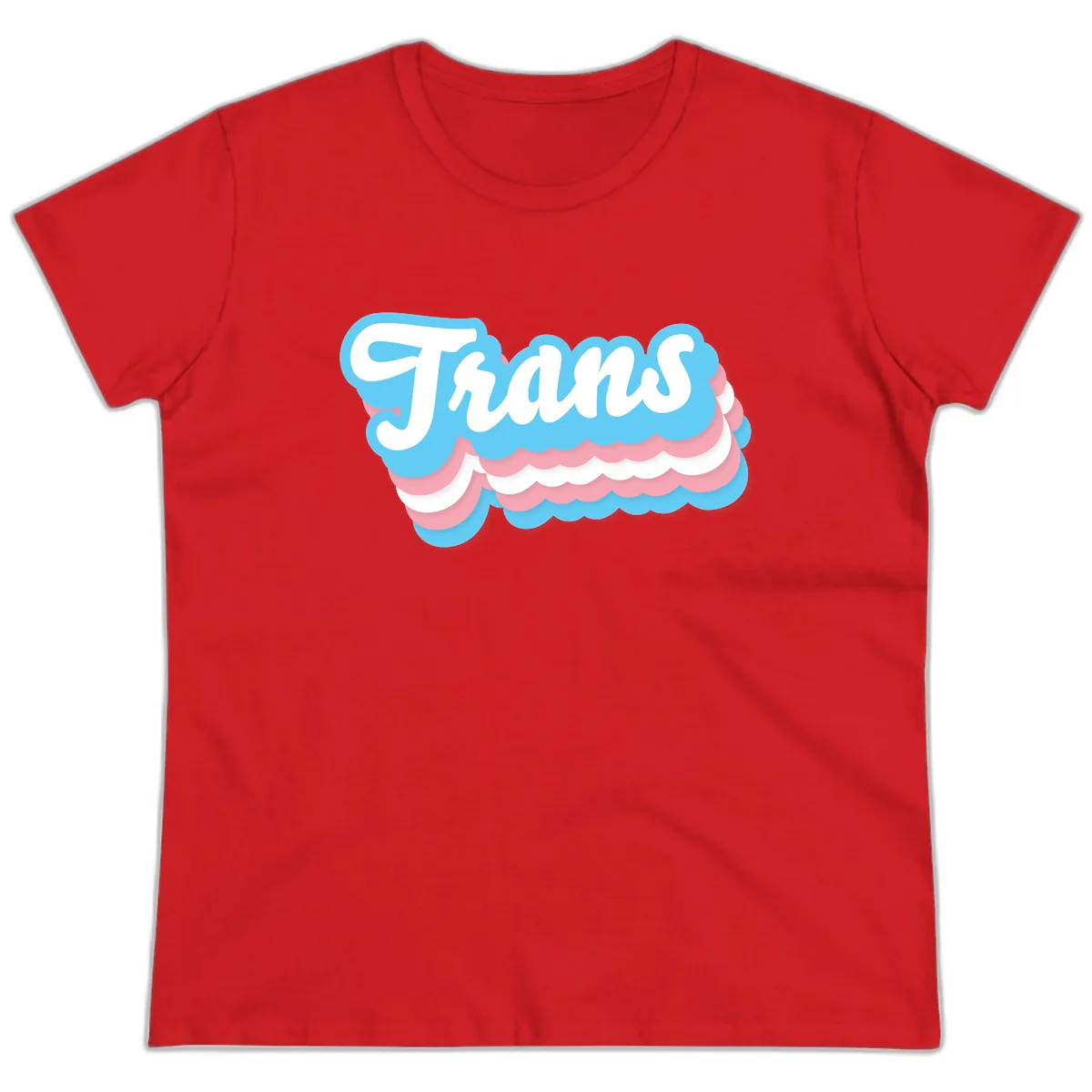 Trans Pride Cloud Layer Design Ladies Tee in Red