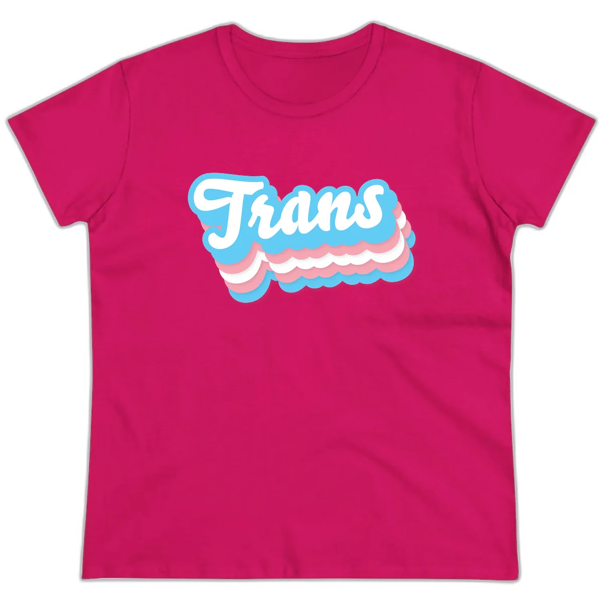 Trans Pride Cloud Layer Design Ladies Tee in Heliconia
