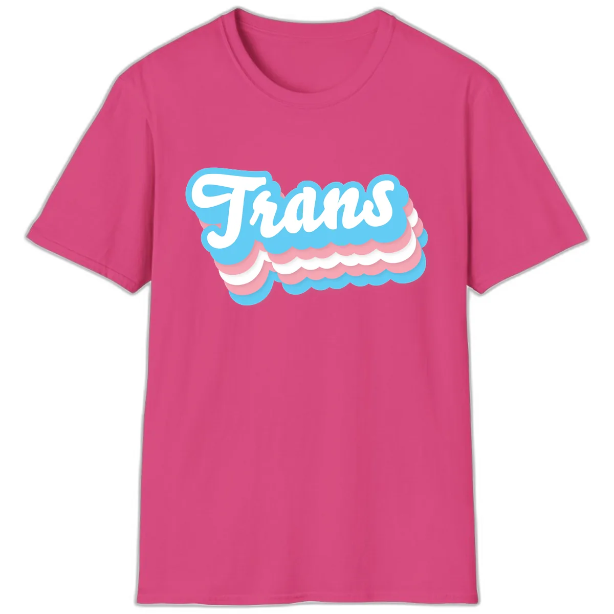 Trans Pride Cloud Layer Design T-Shirt in Heliconia