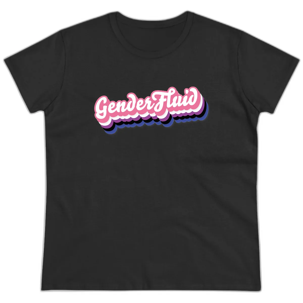Gender Fluid Pride Design Ladies Tee in Black