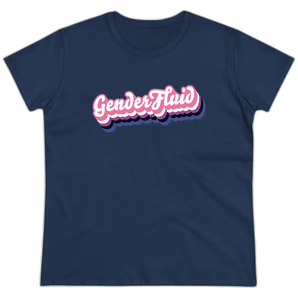 Gender Fluid Pride Design Ladies Tee in Navy