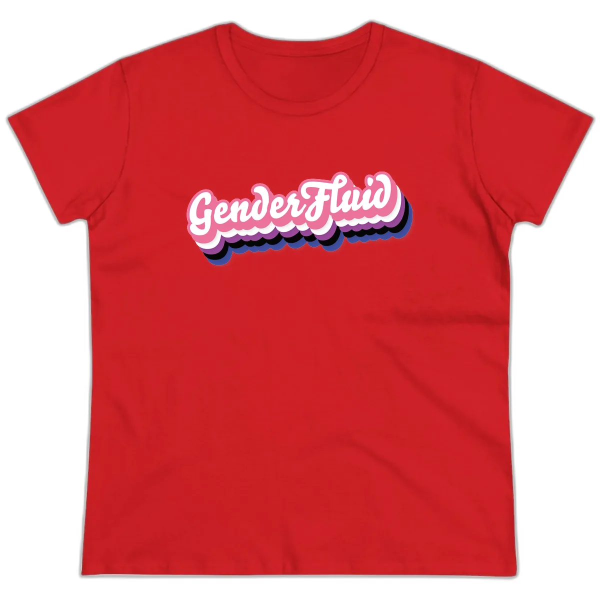 Gender Fluid Pride Design Ladies Tee in Red