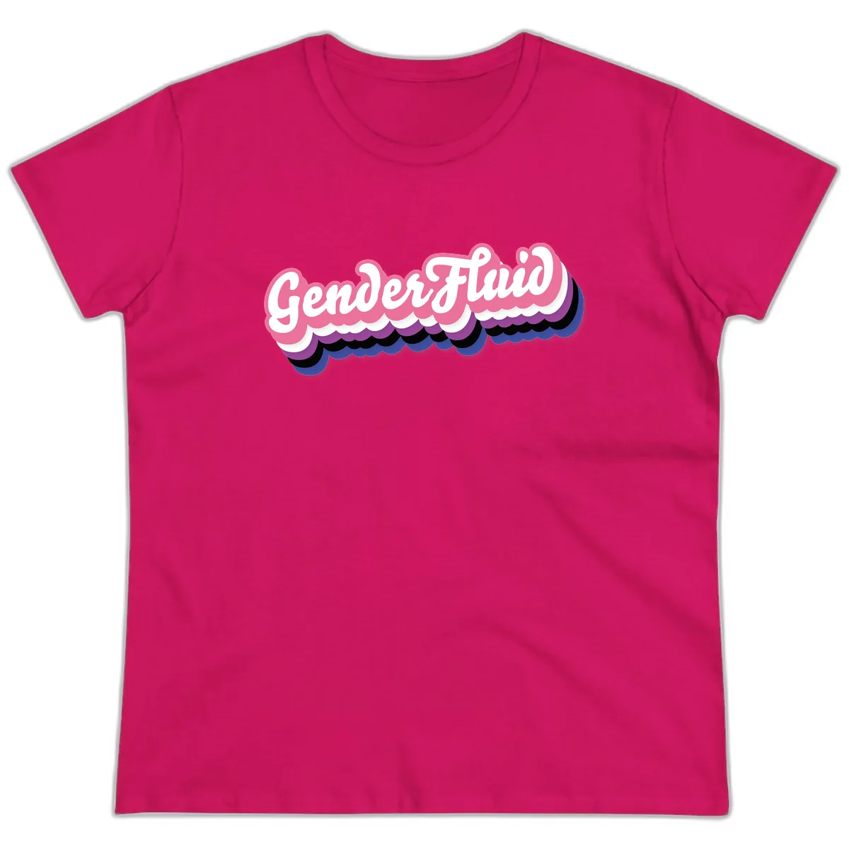 Gender Fluid Pride Design Ladies Tee in Heliconia