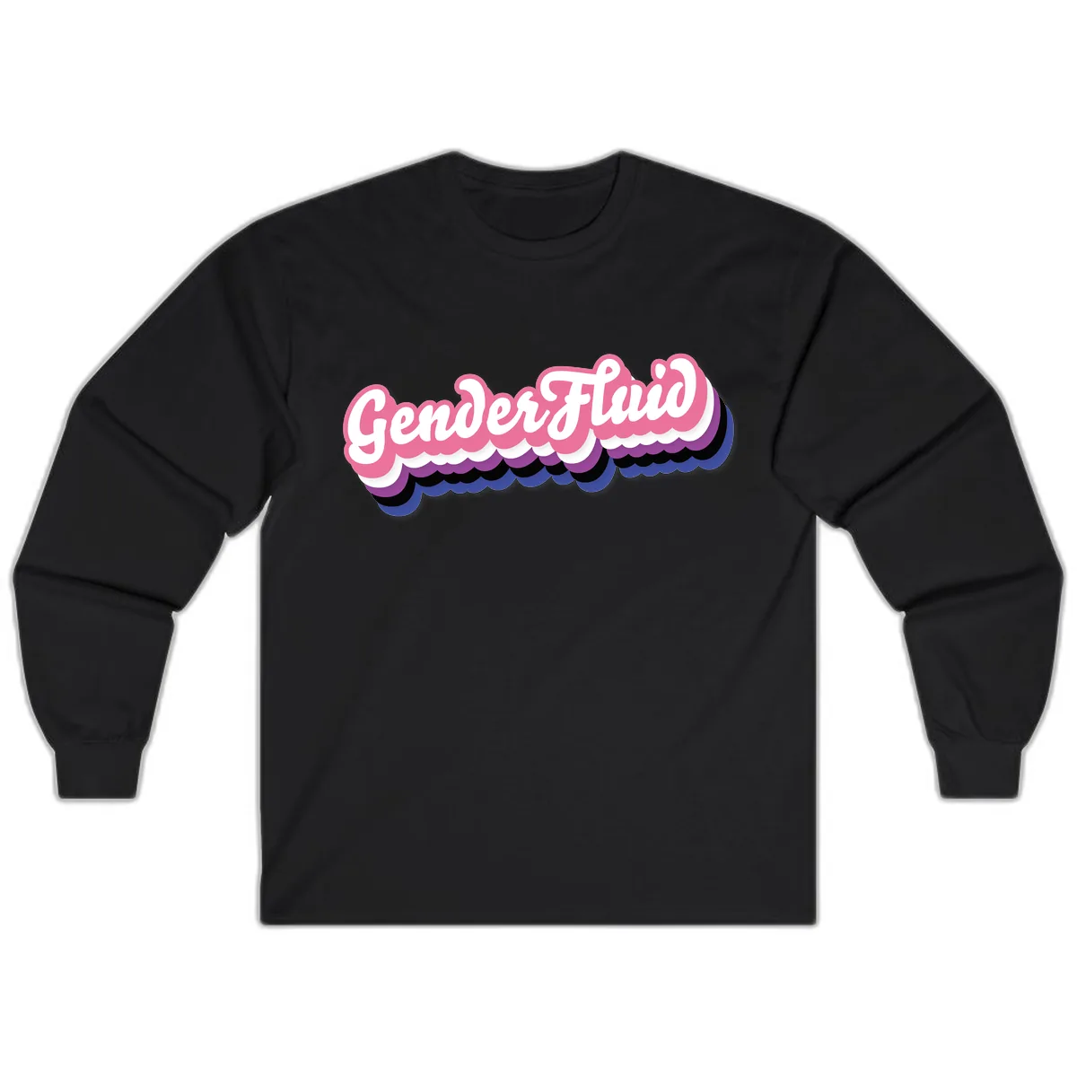 Gender Fluid Pride Design Long Sleeve in Black