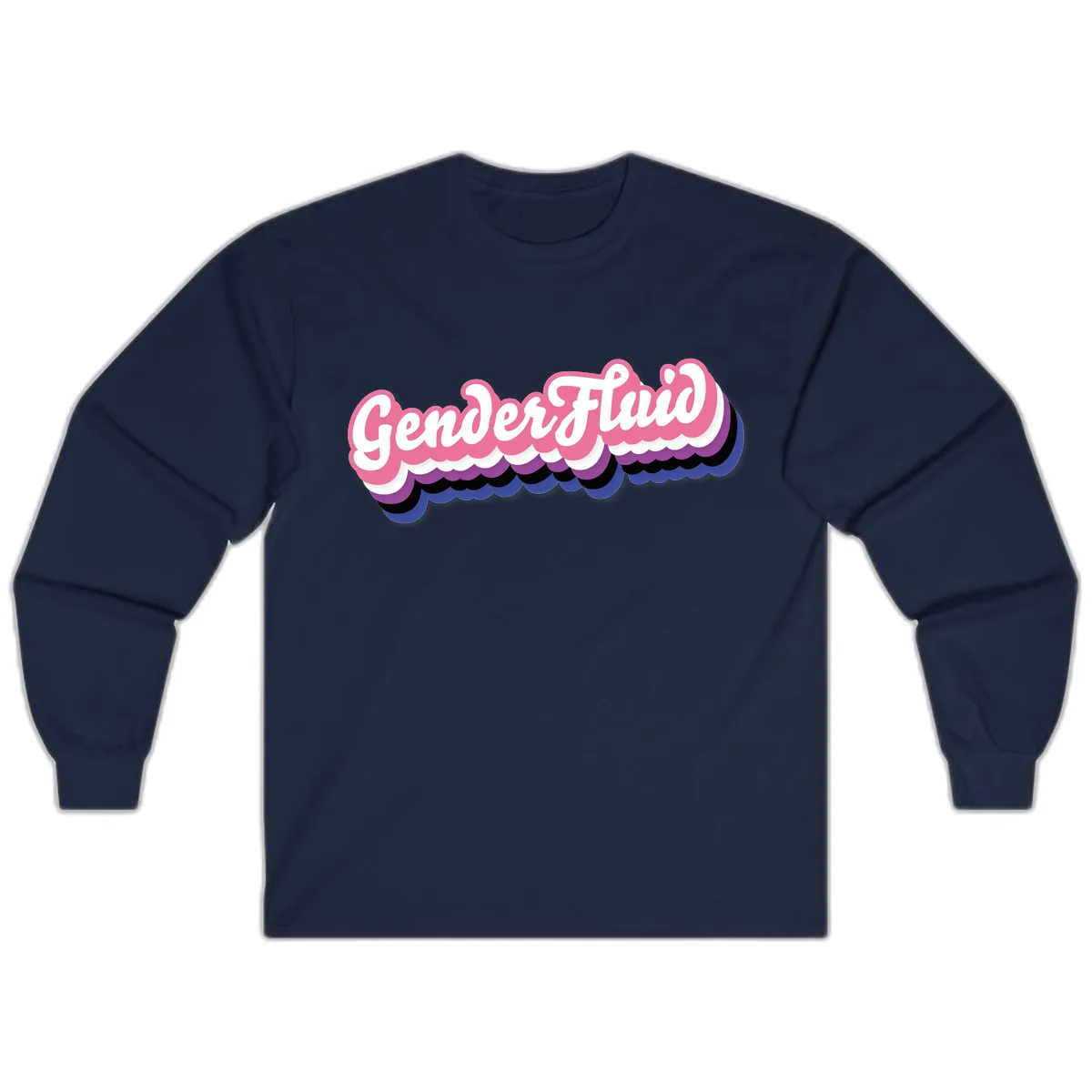 Gender Fluid Pride Design Long Sleeve in Navy