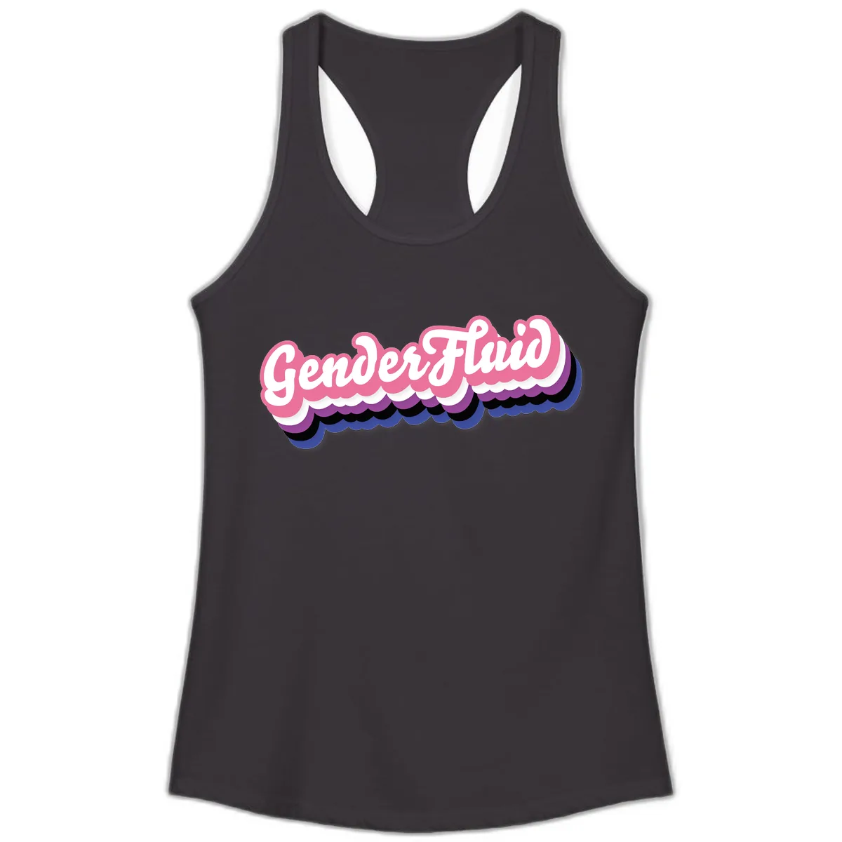 Gender Fluid Pride Design Ladies Tank in Black