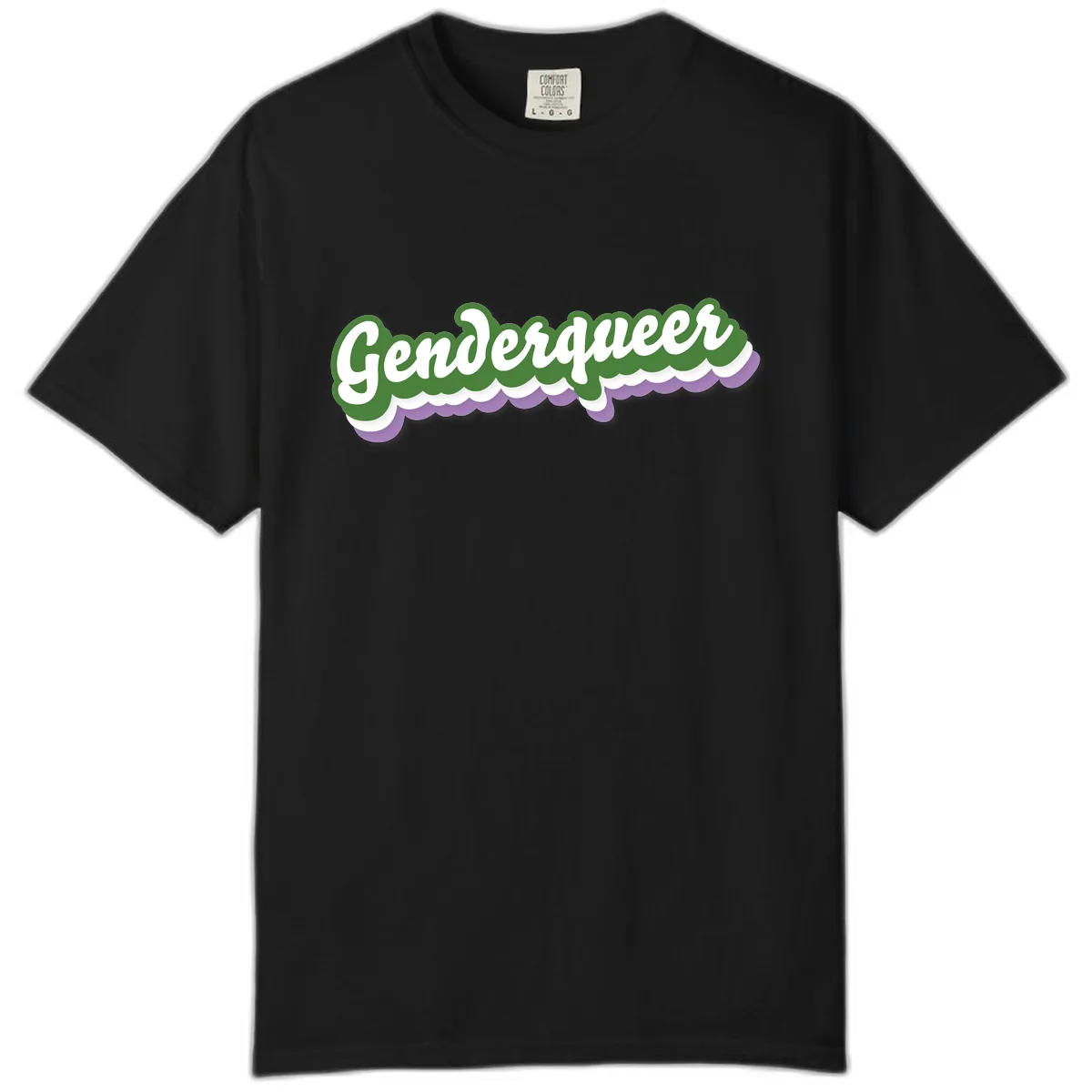 Genderqueer Pride Script Comfort Color in Black