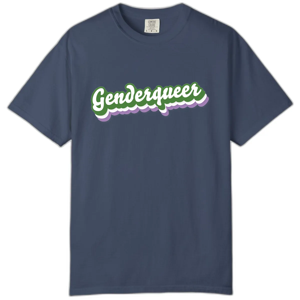 Genderqueer Pride Script Comfort Color in Midnight