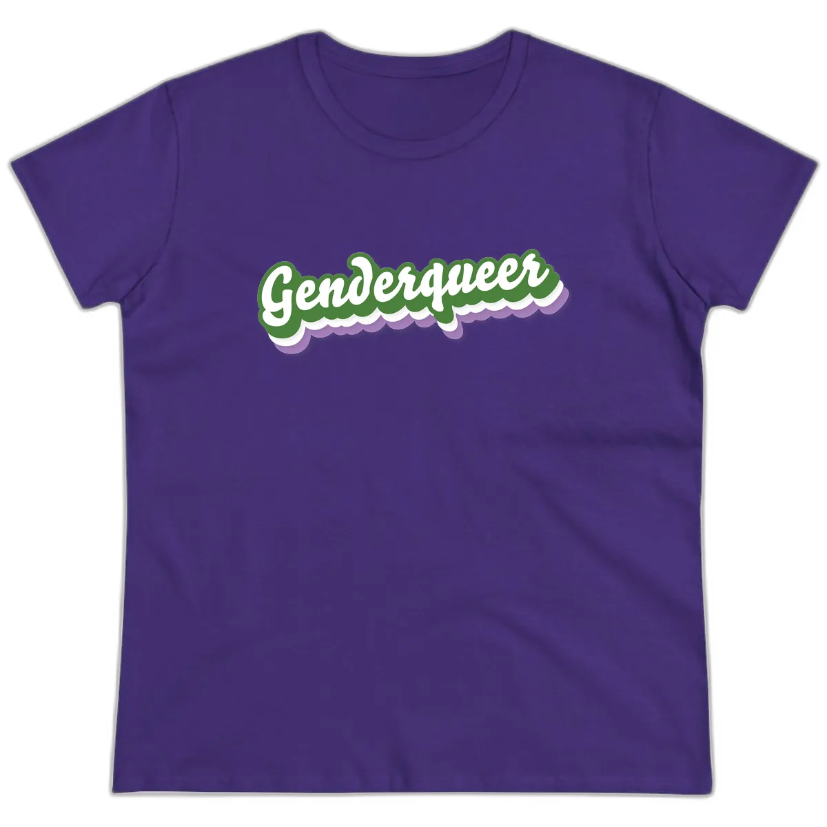 Genderqueer Pride Script Ladies Tee in Purple