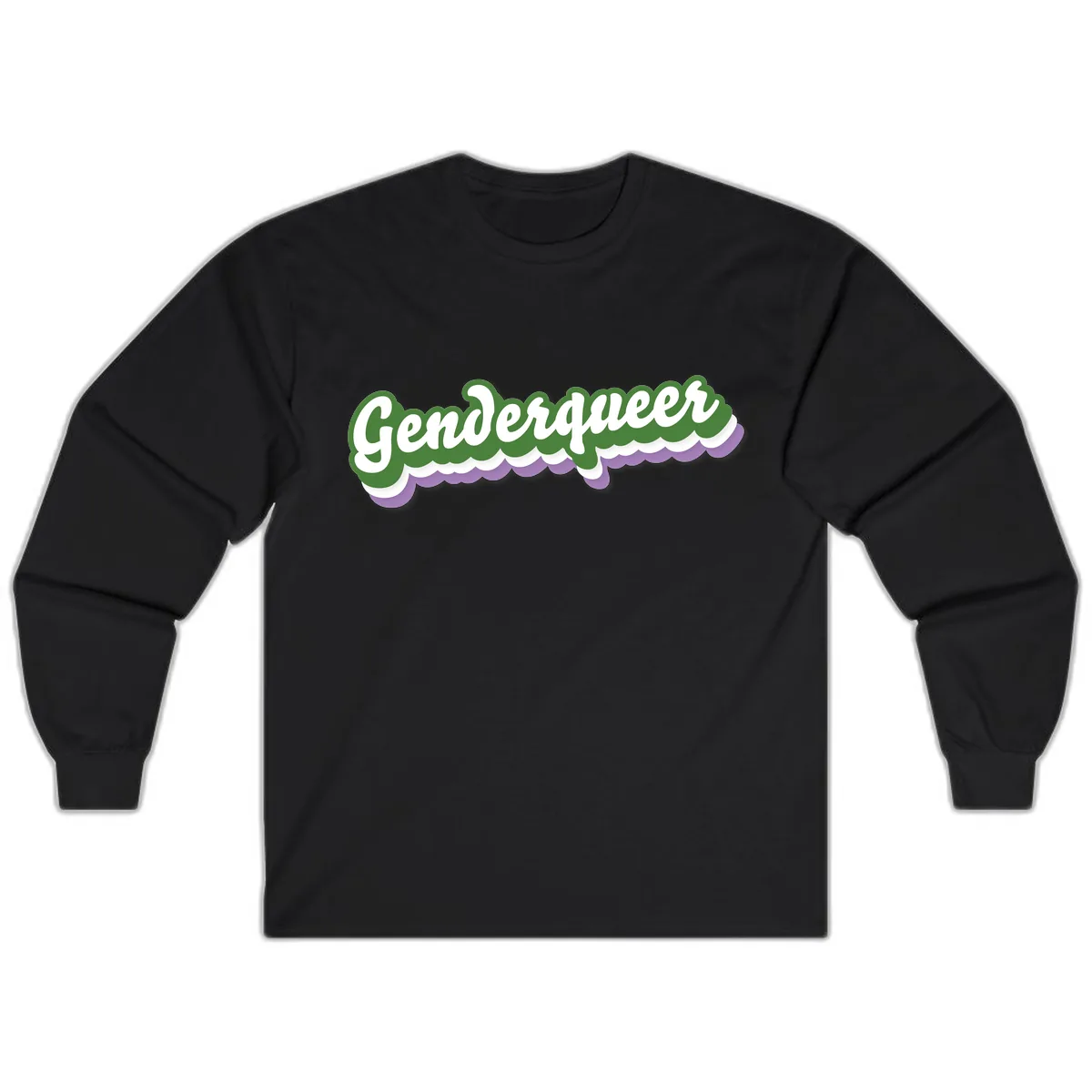 Genderqueer Pride Script Long Sleeve in Black
