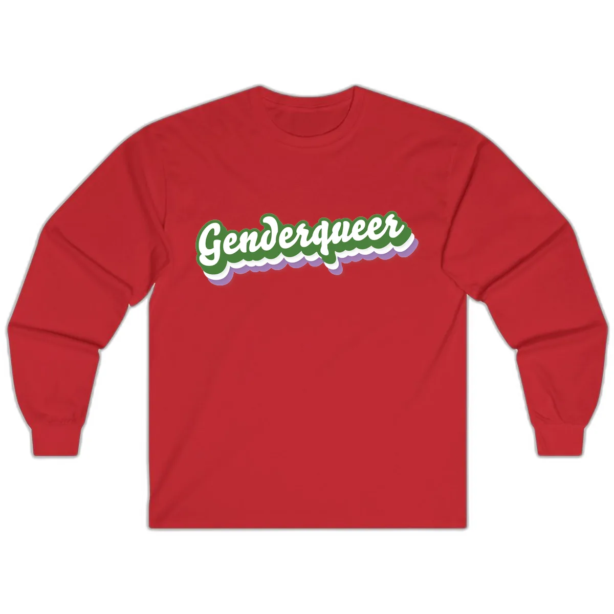Genderqueer Pride Script Long Sleeve in Red