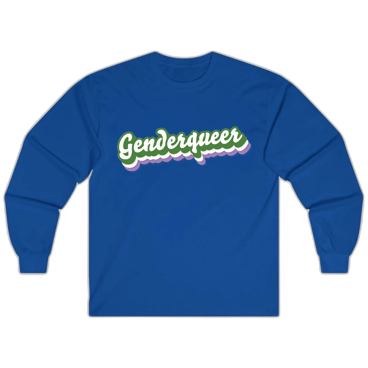 Genderqueer Pride Script Long Sleeve in Royal