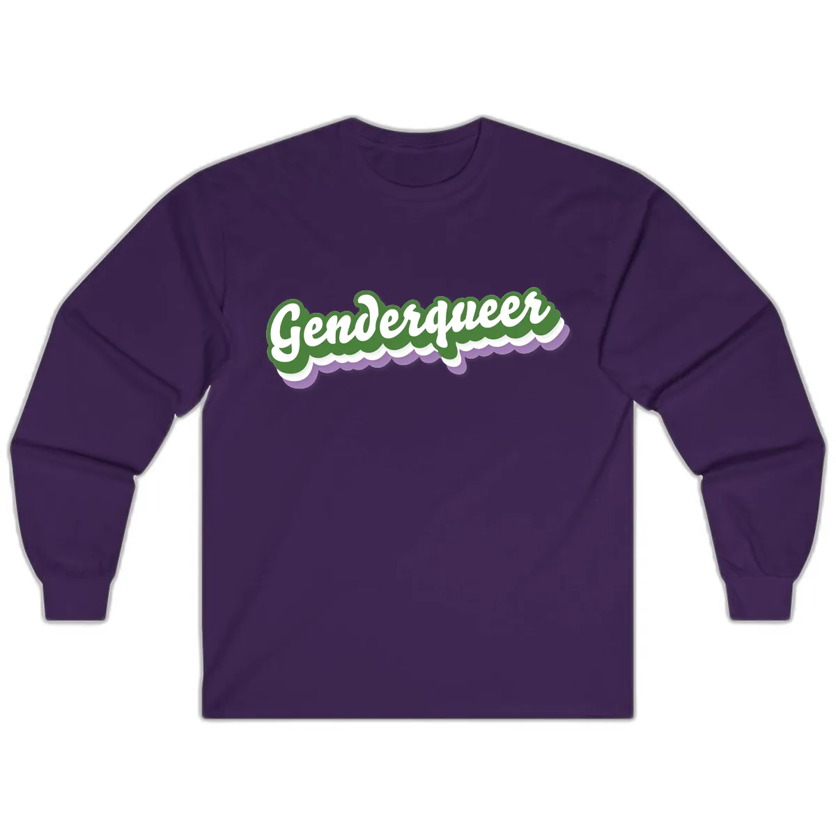 Genderqueer Pride Script Long Sleeve in Purple