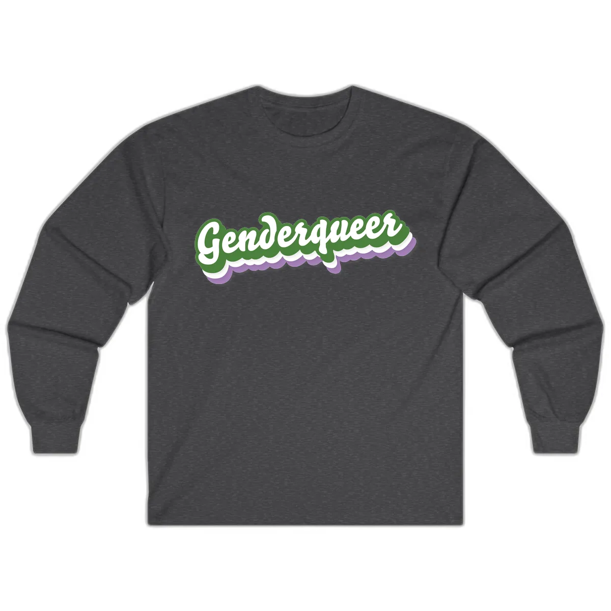 Genderqueer Pride Script Long Sleeve in Dark Heather