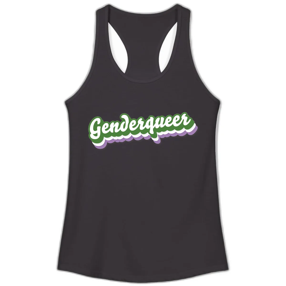 Genderqueer Pride Script Ladies Tank in Black