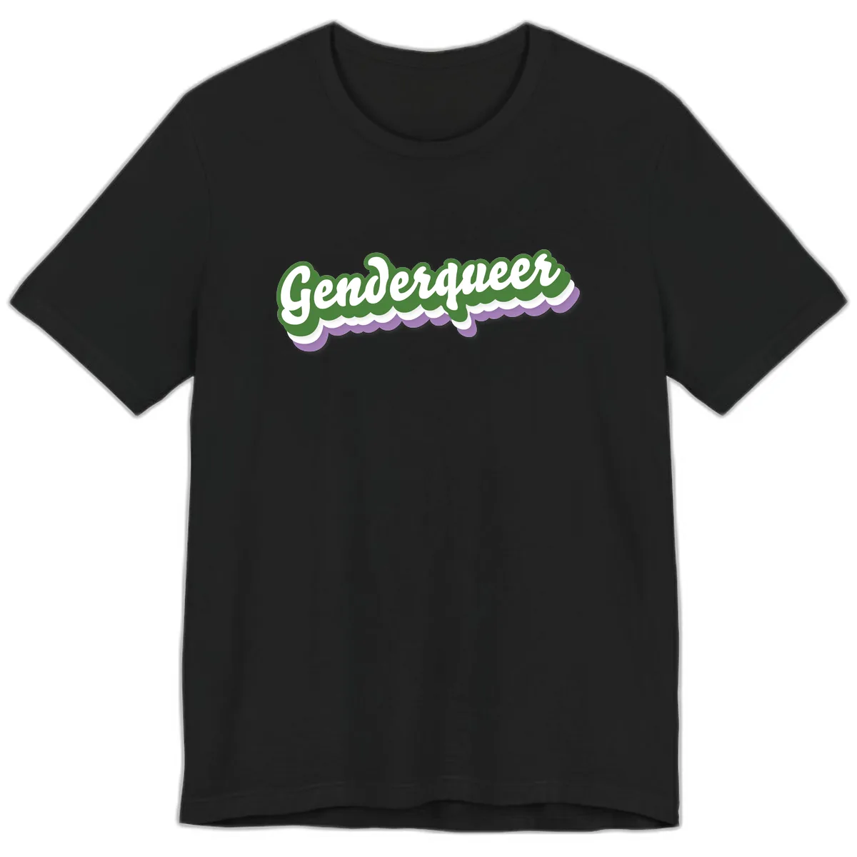 Genderqueer Pride Script Premium T-Shirt in Black