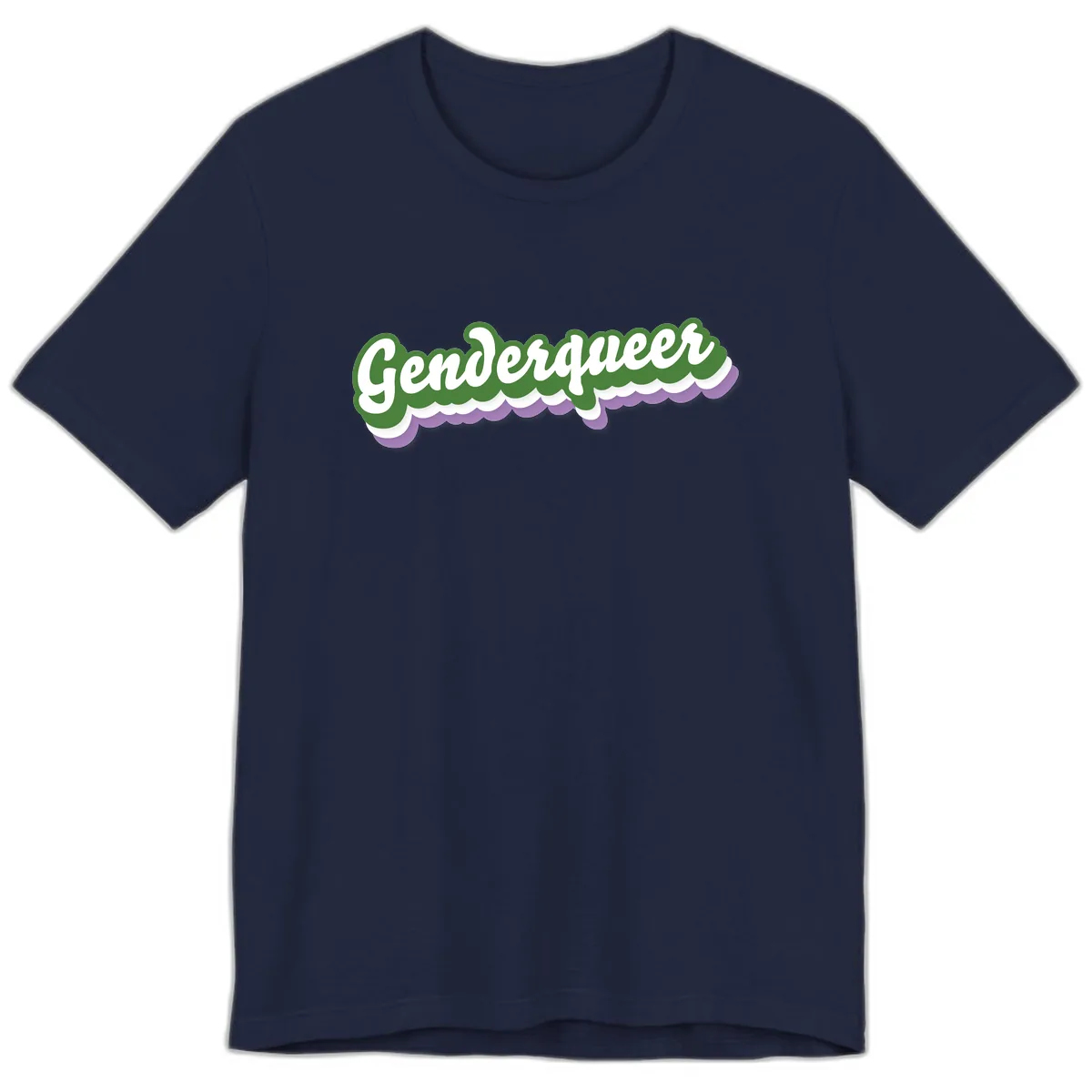 Genderqueer Pride Script Premium T-Shirt in Navy