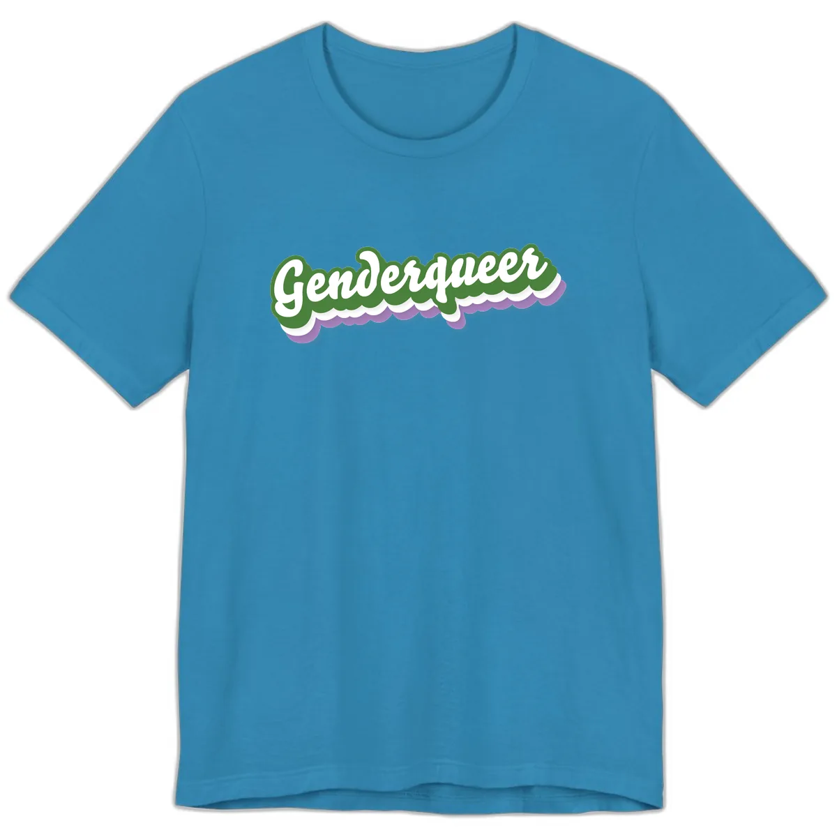 Genderqueer Pride Script Premium T-Shirt in Aqua