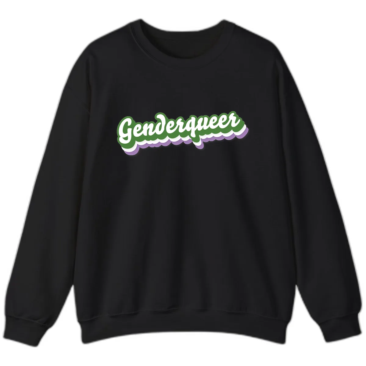 Genderqueer Pride Script Sweatshirt in Black