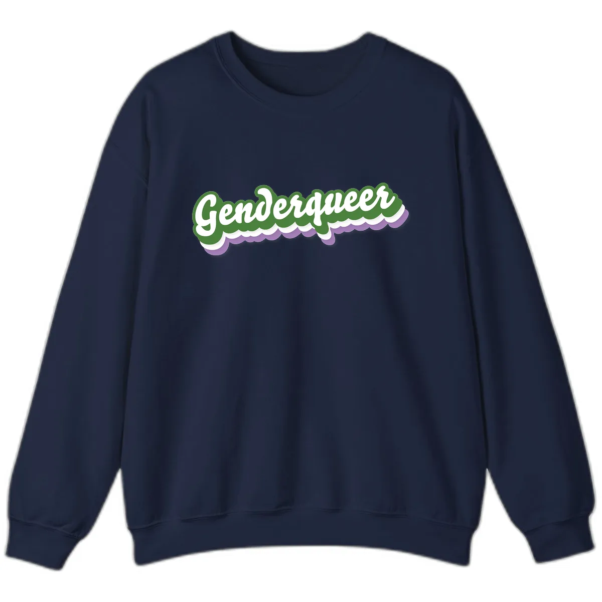 Genderqueer Pride Script Sweatshirt in Navy