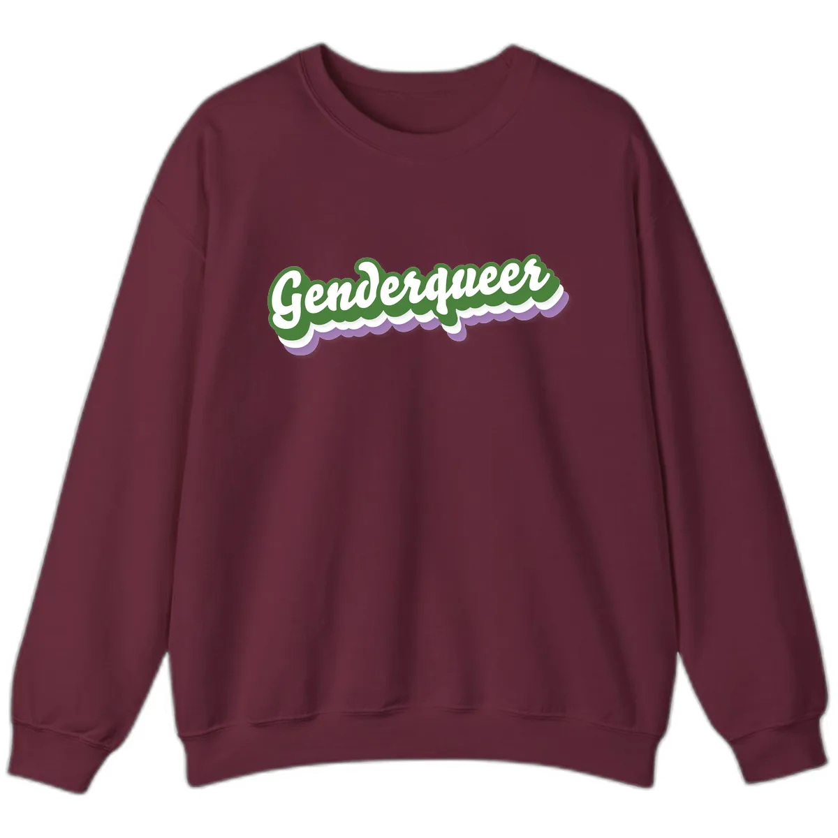 Genderqueer Pride Script Sweatshirt in Maroon
