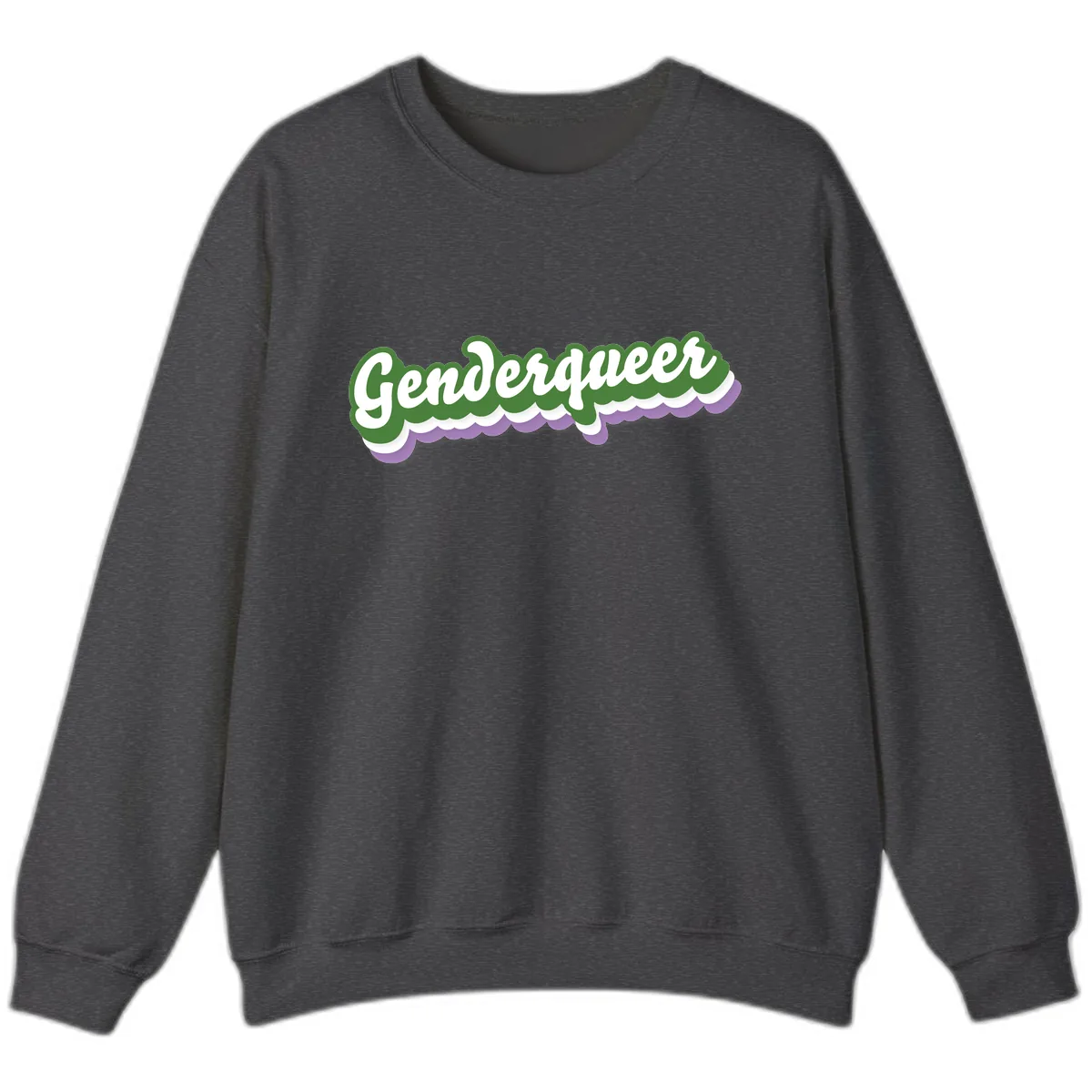Genderqueer Pride Script Sweatshirt in Dark Heather