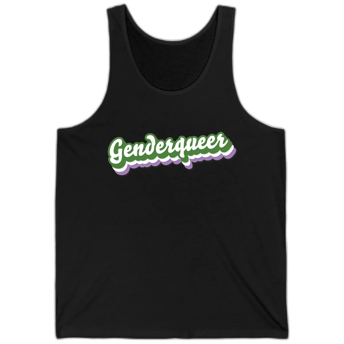Genderqueer Pride Script Tank in Black