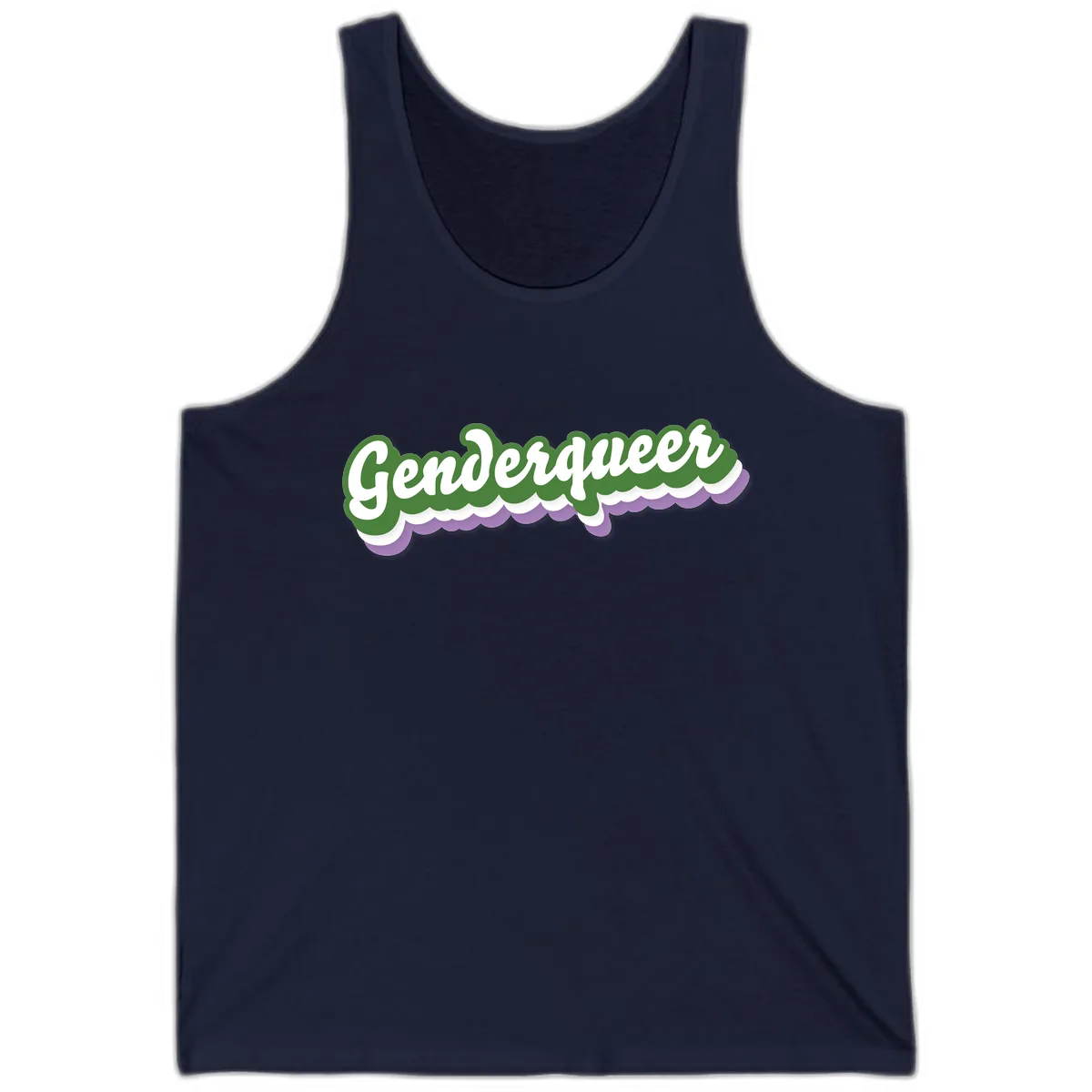 Genderqueer Pride Script Tank in Navy