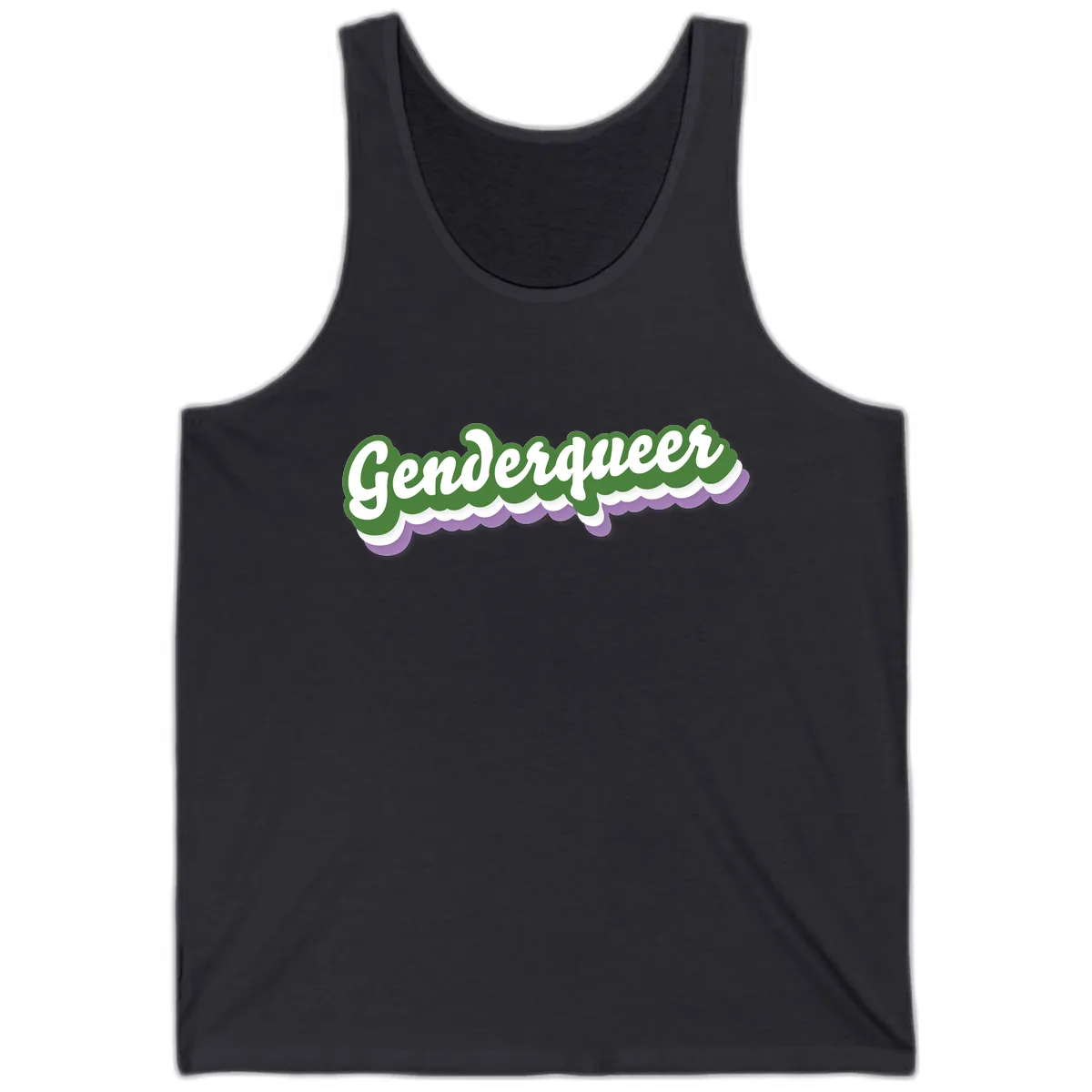 Genderqueer Pride Script Tank in Dark Grey