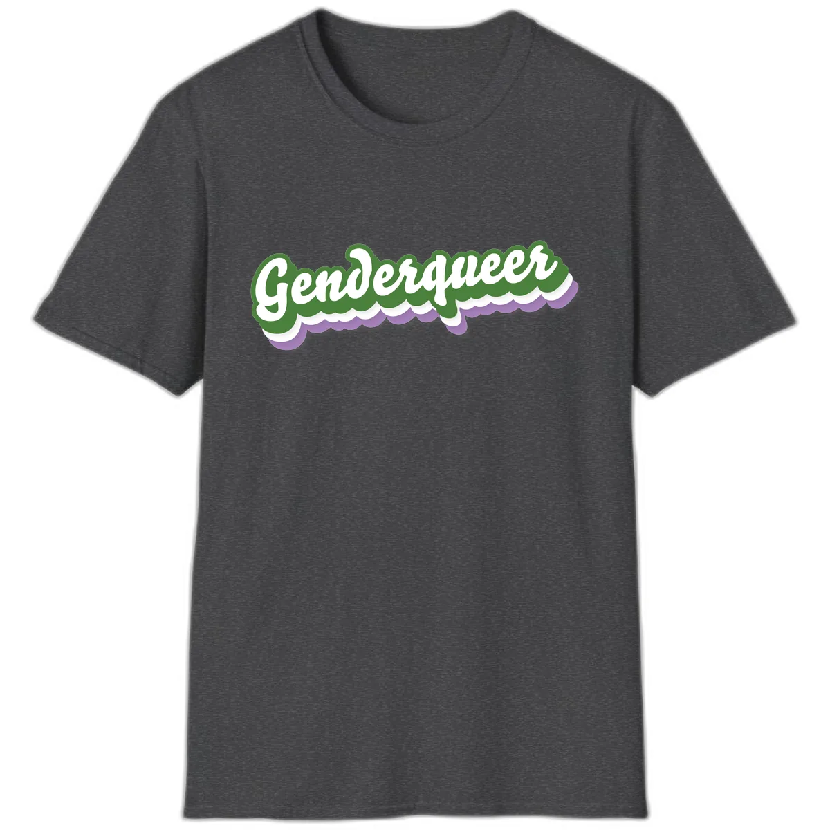 Genderqueer Pride Script T-Shirt in Dark Heather
