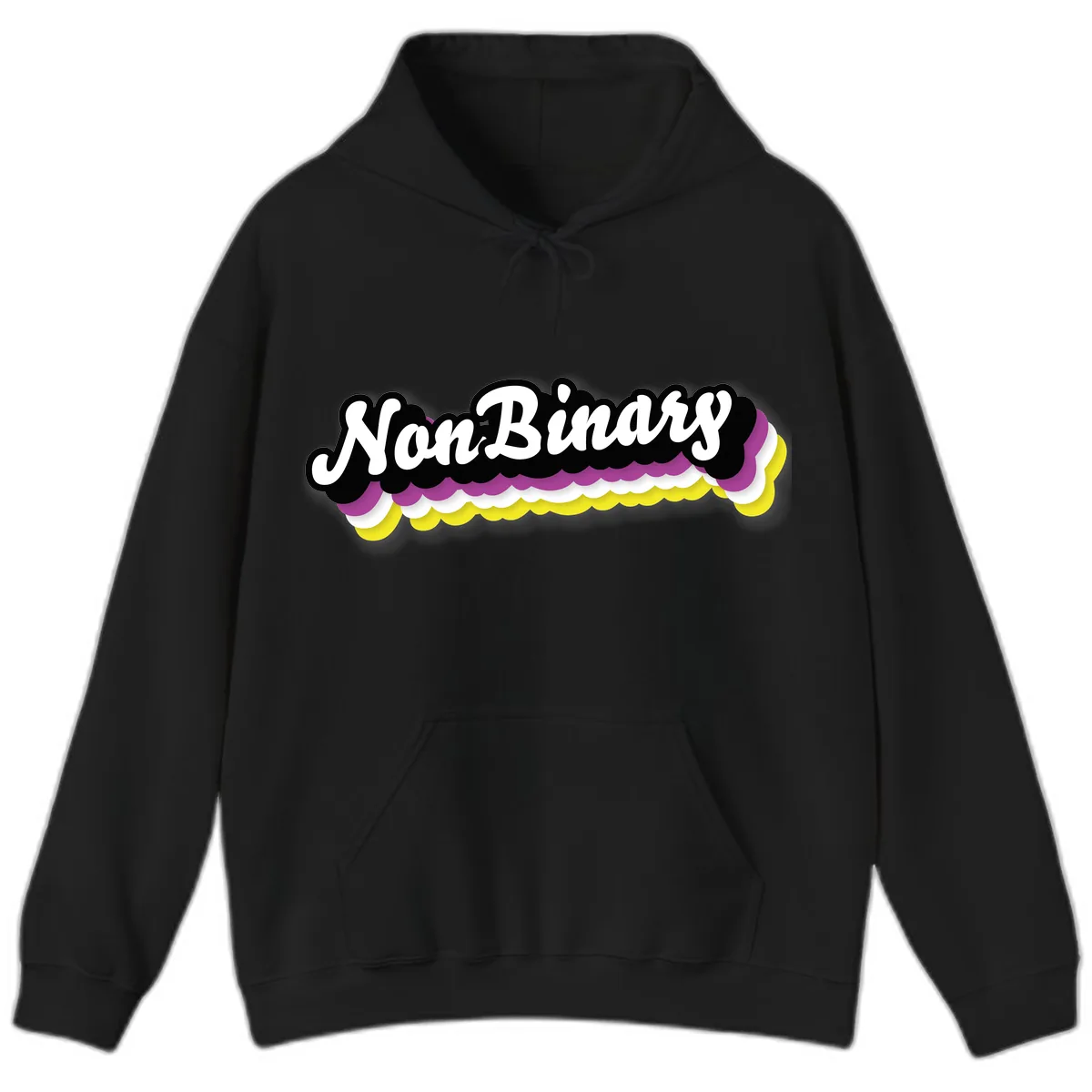 Non-Binary Pride Cloud Design Hoodie in Black