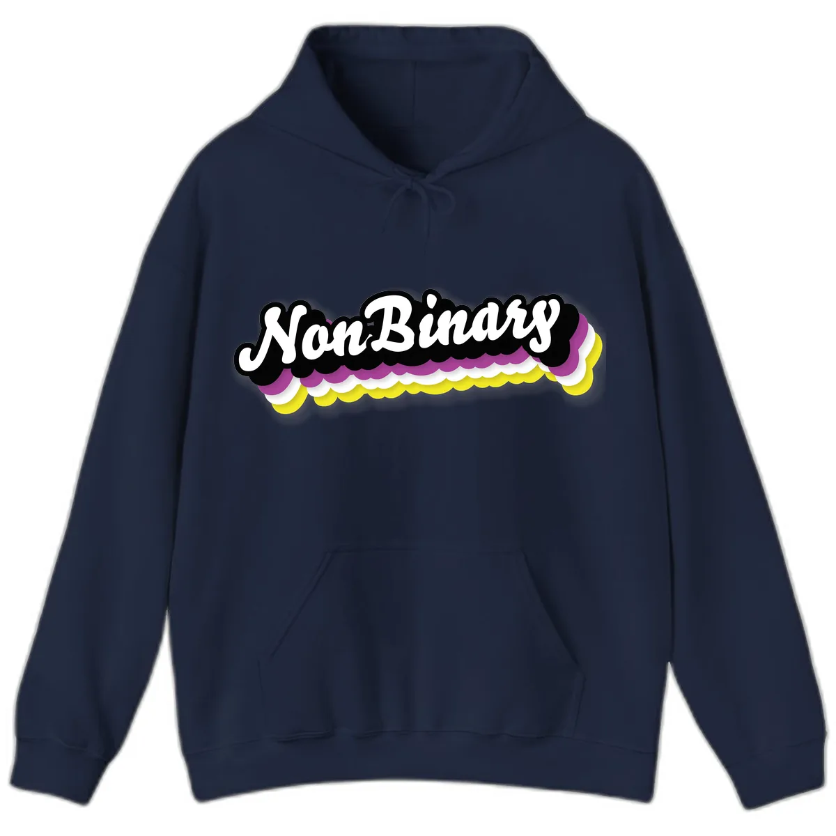 Non-Binary Pride Cloud Design Hoodie in Navy