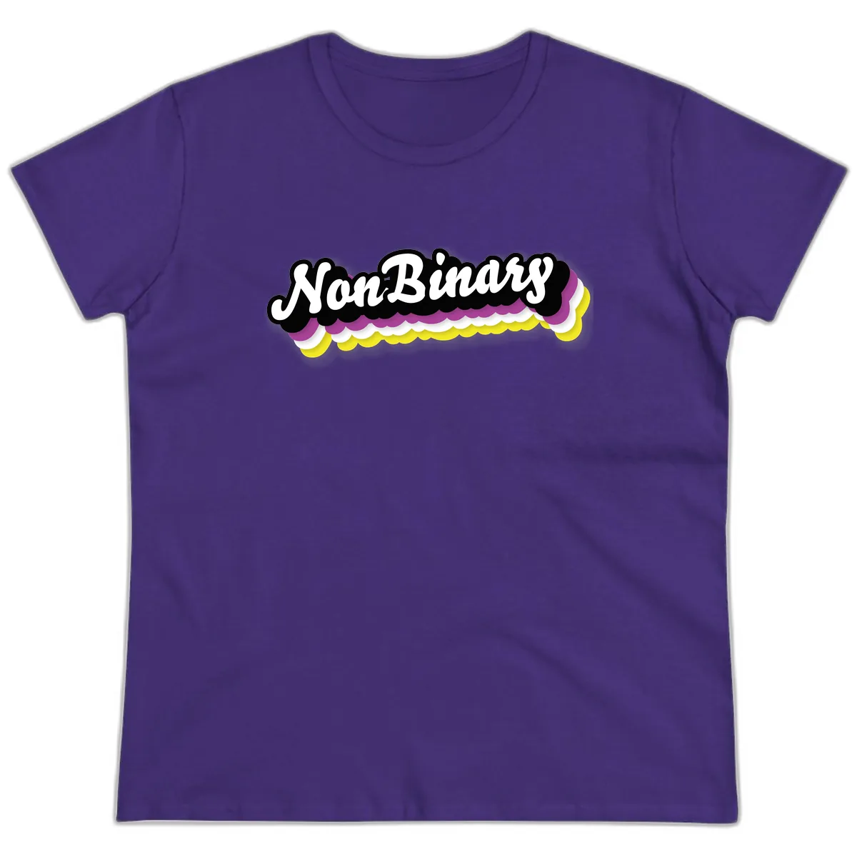 Non-Binary Pride Cloud Design Ladies Tee in Purple