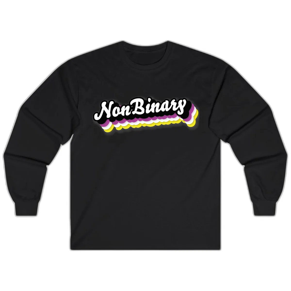 Non-Binary Pride Cloud Design Long Sleeve in Black