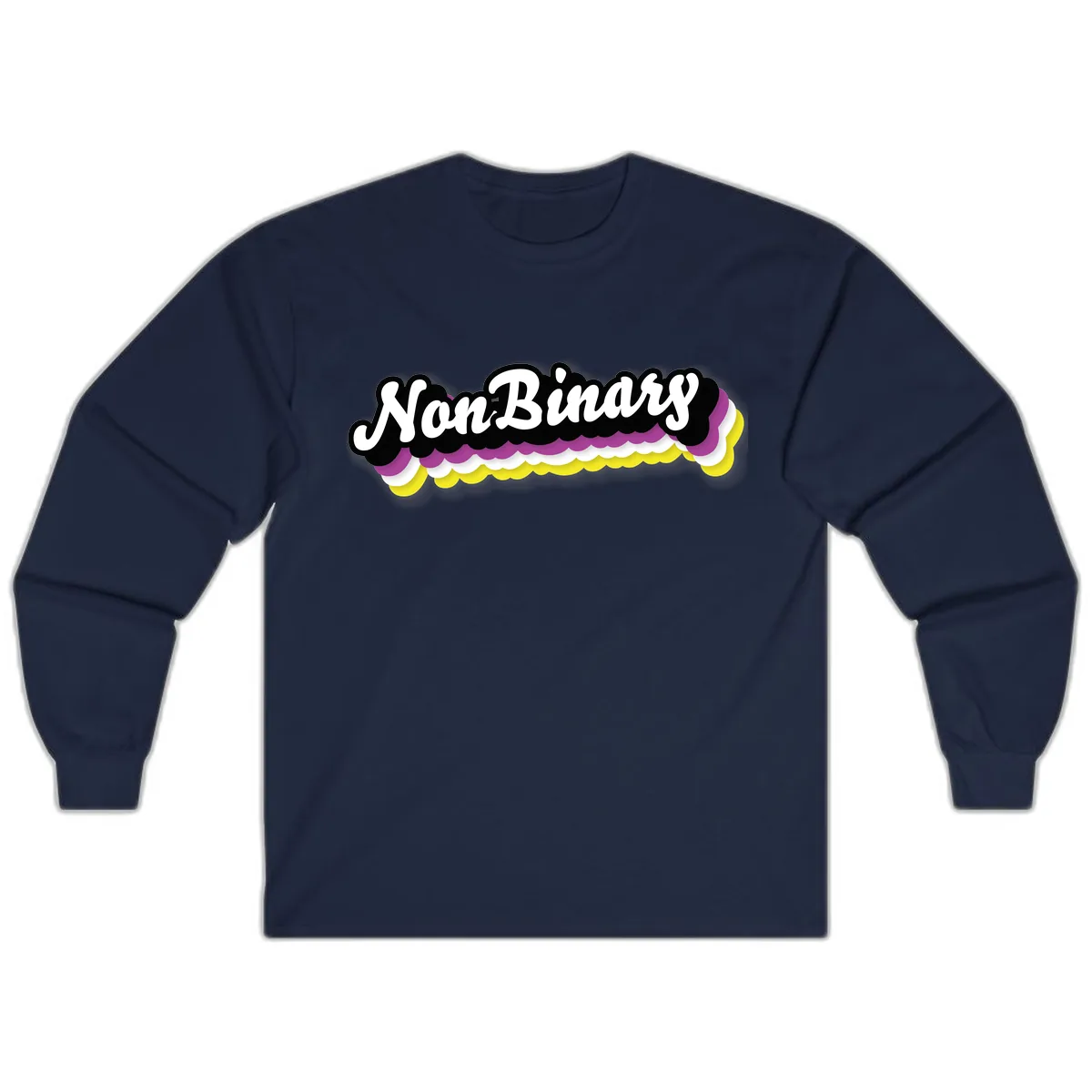 Non-Binary Pride Cloud Design Long Sleeve in Navy
