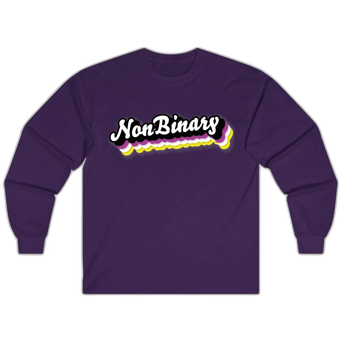 Non-Binary Pride Cloud Design Long Sleeve in Purple