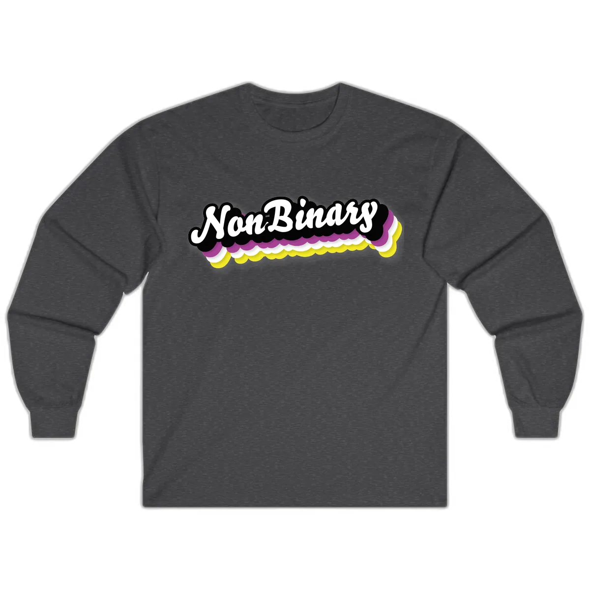 Non-Binary Pride Cloud Design Long Sleeve in Dark Heather