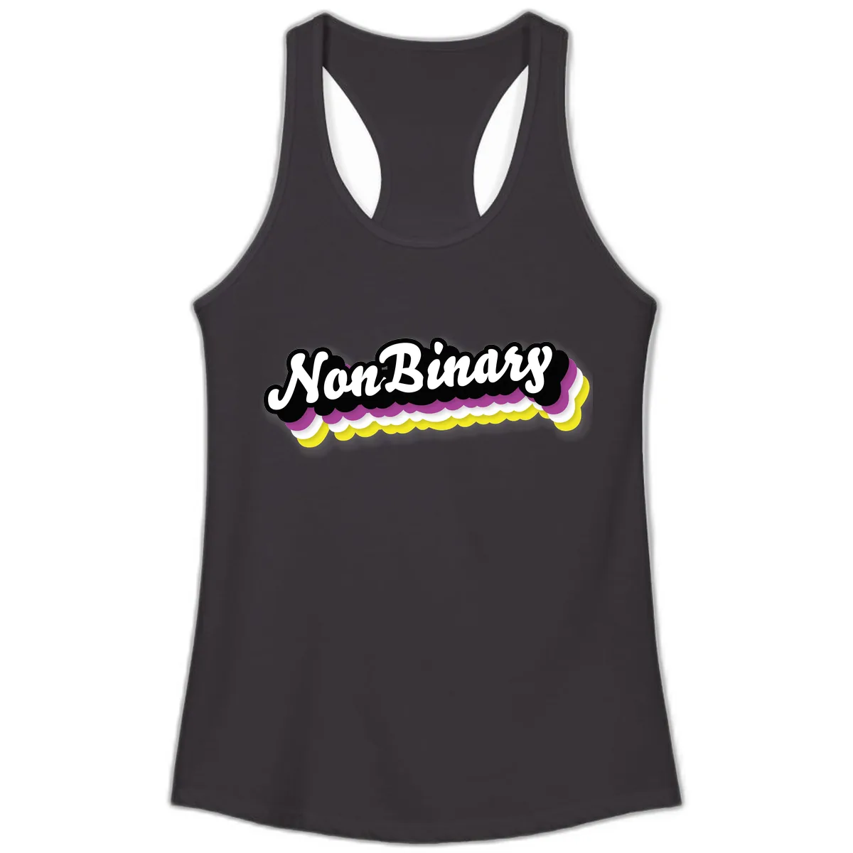 Non-Binary Pride Cloud Design Ladies Tank in Black