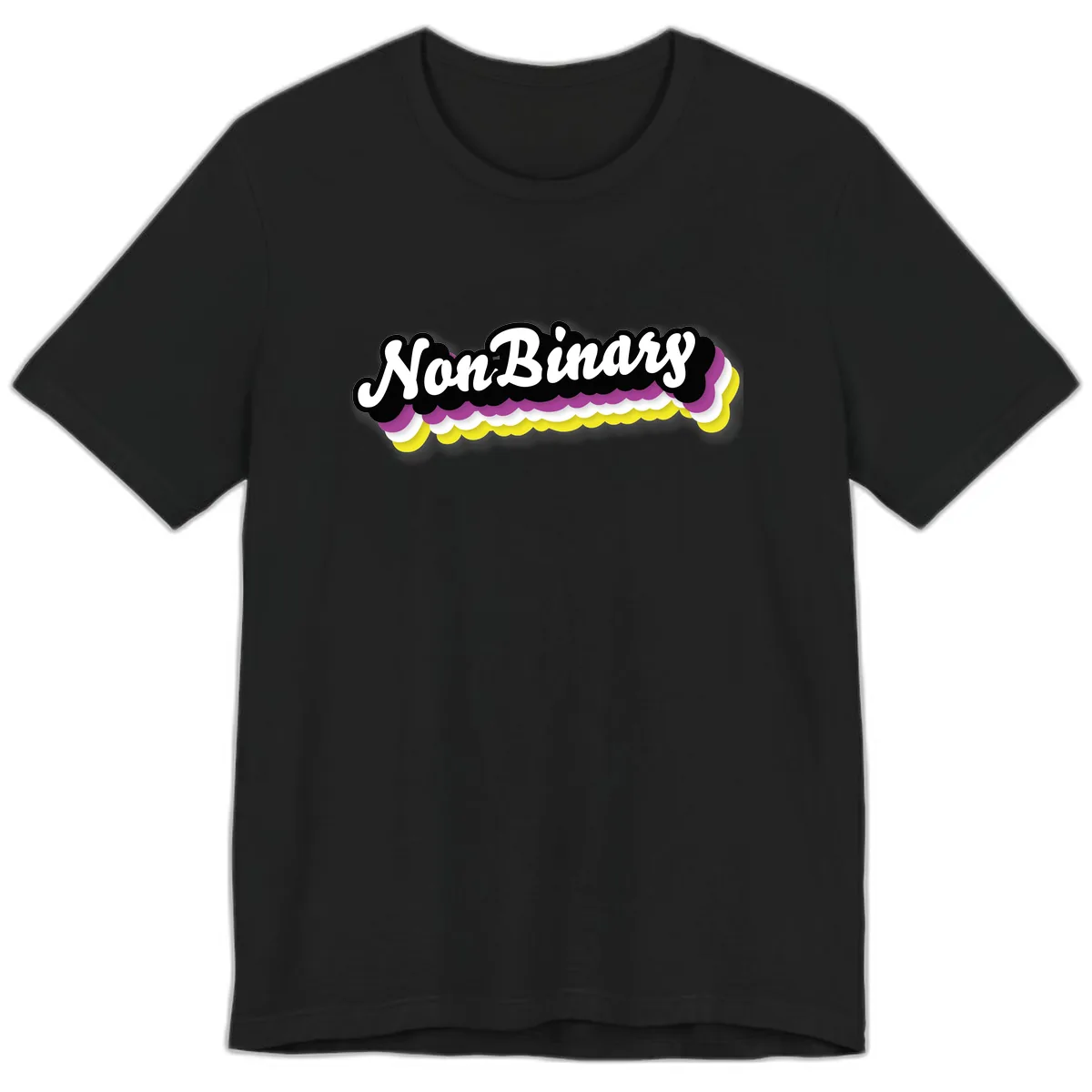 Non-Binary Pride Cloud Design Premium T-Shirt in Black