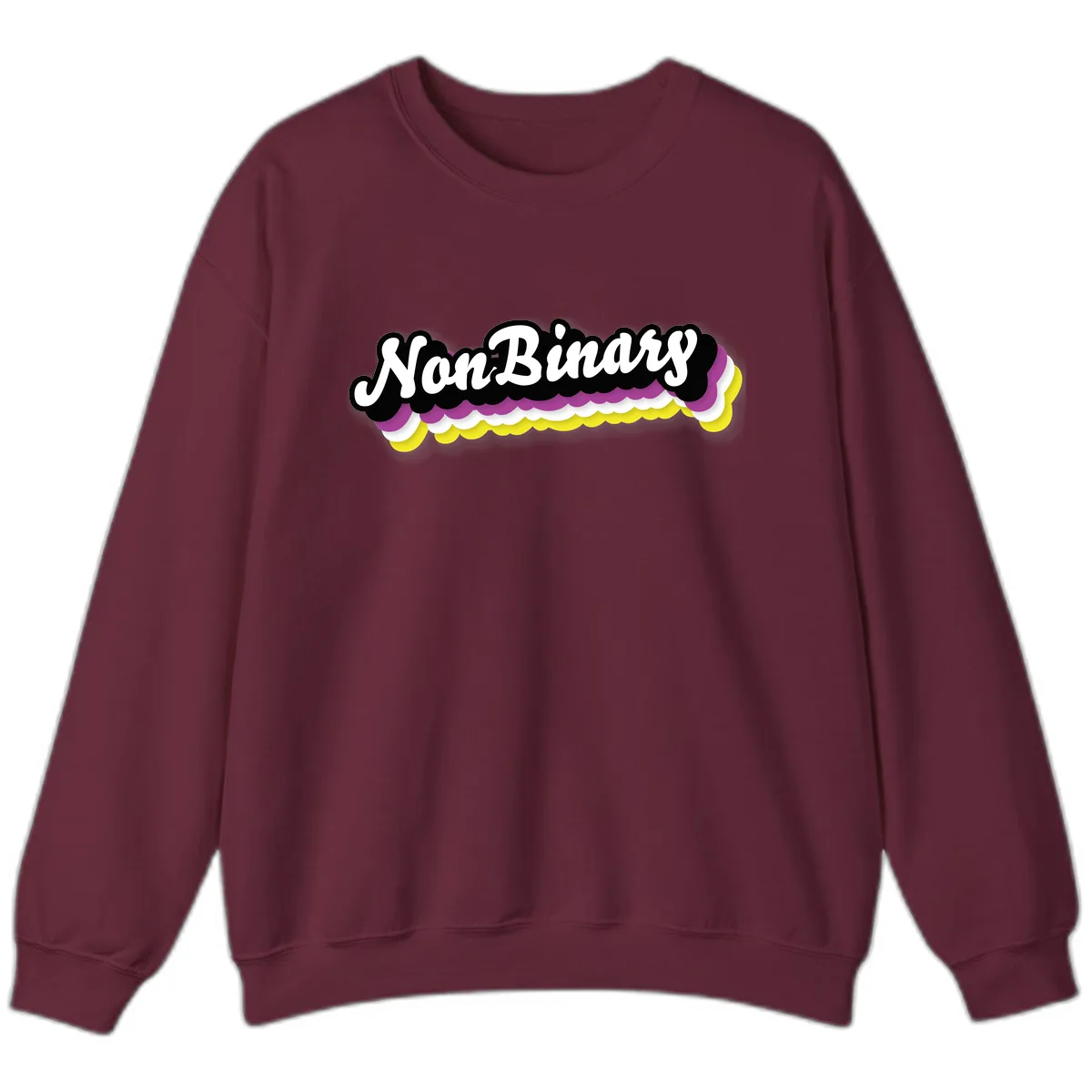 Non-Binary Pride Cloud Design Sweatshirt in Maroon